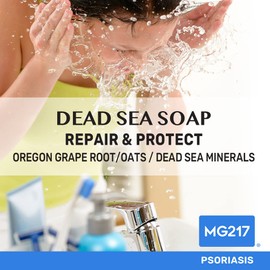 MG217 Psoriasis Dead Sea Exfoliating Bar Soap, Repair & Protect with Dead Sea Salt, Oregon Grape Root Extract, Oatmeal for Psoriasis Skincare, 5oz
