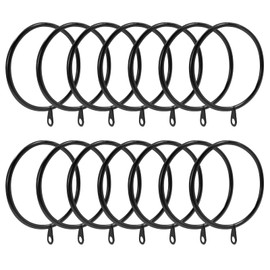 14 Pcs Metal Drapery Eyelets Curtain Rings 2.4In(63 mm) Inner Diameter, Curtain Rod Ring, Ring Loop for Drape Pins, Hanging Rings for Curtains Fits up to 2In(5.3cm) Rod (Black)
