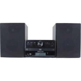 Philco Stereo Shelf System Tray Loading CD Player with Digital FM Radio, BT, 30W