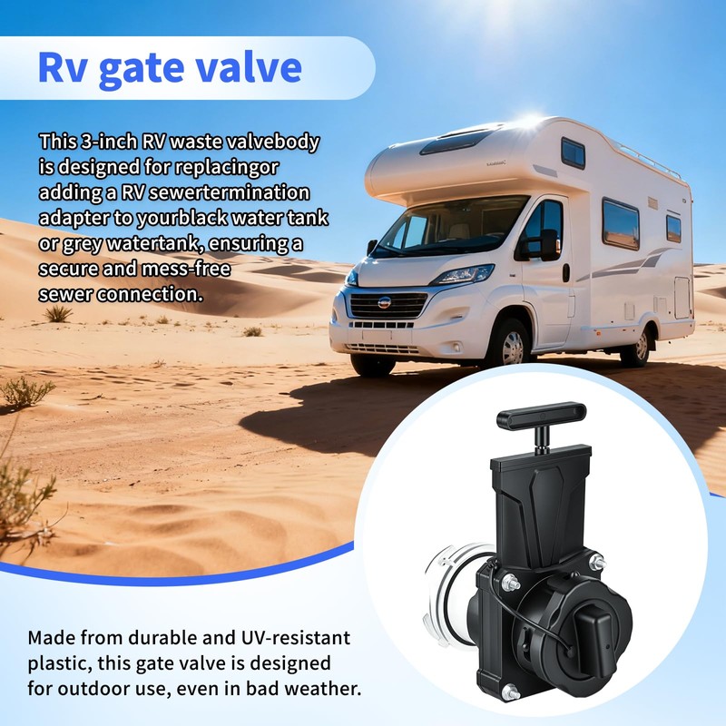 3 Inch RV Sewer Gate Valve, Leakproof & Durable Waste