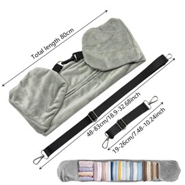 YcsRnn Stuffable Neck Pillow For Travel, With Travel Neck Pillows With Adjustable Straps, Soft Neck Pillow Fillable Go Travel For Essentials Extra Luggage (1, Grey)