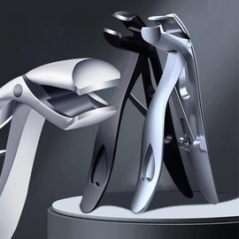 Ergonomic Long Handle Toenail Clippers for Seniors - Large Wide Claw Nail Trimmers with Catcher for Thick Nails - Heavy-Duty Nail Scissors for Easy Trimming - Color: black