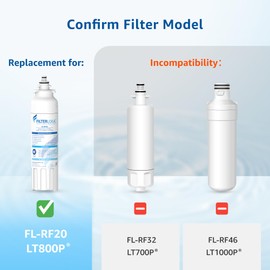 Filterlogic ADQ73613401 Refrigerator Water Filter, Replacement for LG® LT800P®, LT800PC, ADQ736134, ADQ73613402, LSXS26326S, LSXS26366S, LMXS30776S, LSXS26366D, LMXC23746S, 46-9490, 469490, Pack of 2