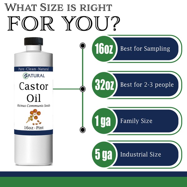 Organic Castor Oil-Ricinus Communis-100% Pure, Clean, Naked Castor Oil, (16 Ounce)