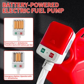 Fuel Transfer Pump Battery Powered – 2.4 GPM Gasoline Diesel Pump with Auto Stop Sensor, 58" Hose, 3 Tank Adapters, Portable Gas Can Pump, No-Spill Electric Transfer Pump for Vehicles & Equipment