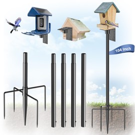 Onlyfly Bird Feeder Pole Stand – 104 Inch Height Feeding Station with 1-Inch Dia Heavy Duty for Hanging Feeders, Bird House Pole Mount Kit for Outdoor, Slip-Fit Connection, Black