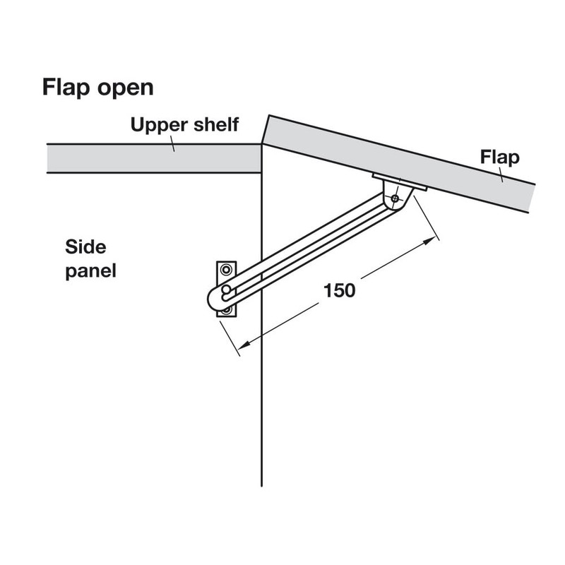 Cabinet Lid Stay with Guide Slot Nickel Plated Right Handed