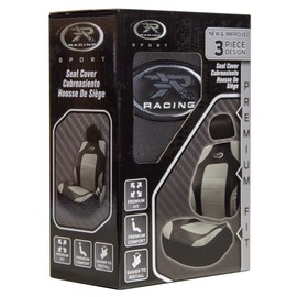 Plasticolor R Racing Sport Low Back 3 Piece Gray Seat Cover, 3-Piece Sideless and Low Back Seat Covers (008622R25)