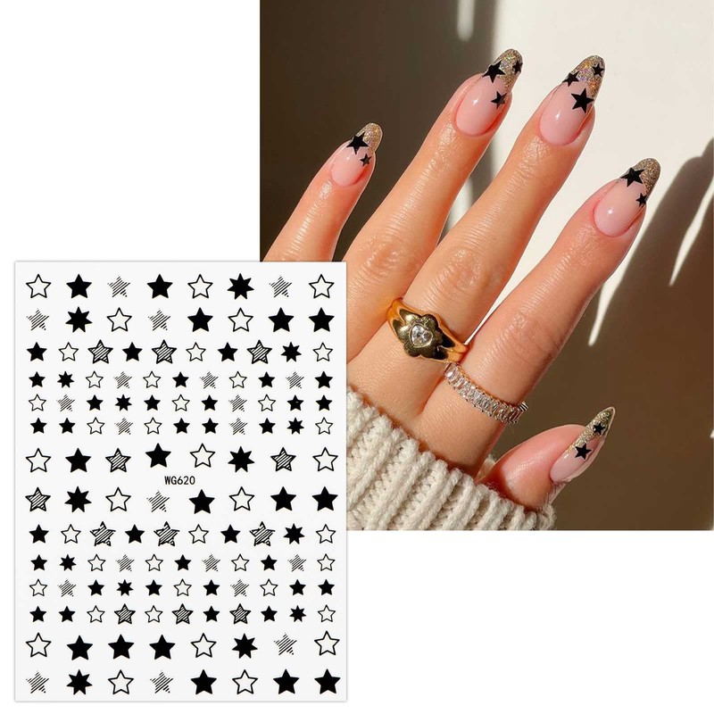 JMEOWIO Nagelsticker Bunter Stern 9 Blatt Nail Art Sticker Selbstklebend