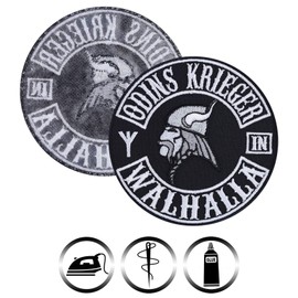 Odins Warrior in Valhalla Sew-On Vikings Iron-On Patch Biker Patch Rocker Iron-On Patches Metal Sticker Viking Gift Motorcycle Driver DIY Application for Jacket/Waistcoat/Jeans/Boats/Motorcycle Case