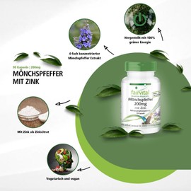 Fairvital Monk Pepper 200 mg with Zinc - Vitex Agnus Castus - High Dose - for 3 Months - Vegan - 90 Capsules