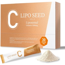 LIPOSEED Liposomal High-Concentration Vitamin C Supplement, Unheated Formula, 1000mg, Lemon Flavor, Powder, 30 Packets