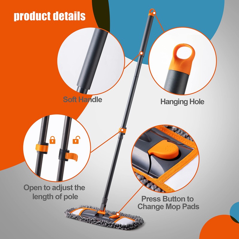 CLEANHOME Mops for Floor Cleaning with 3 Different Washable Pads