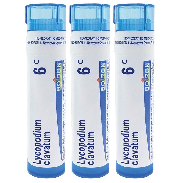 Boiron Lycopodium clavatum 6c, 80 pellets, homeopathic Medicine for Bloated Abdomen Improved by Passing Gas, 3 Count