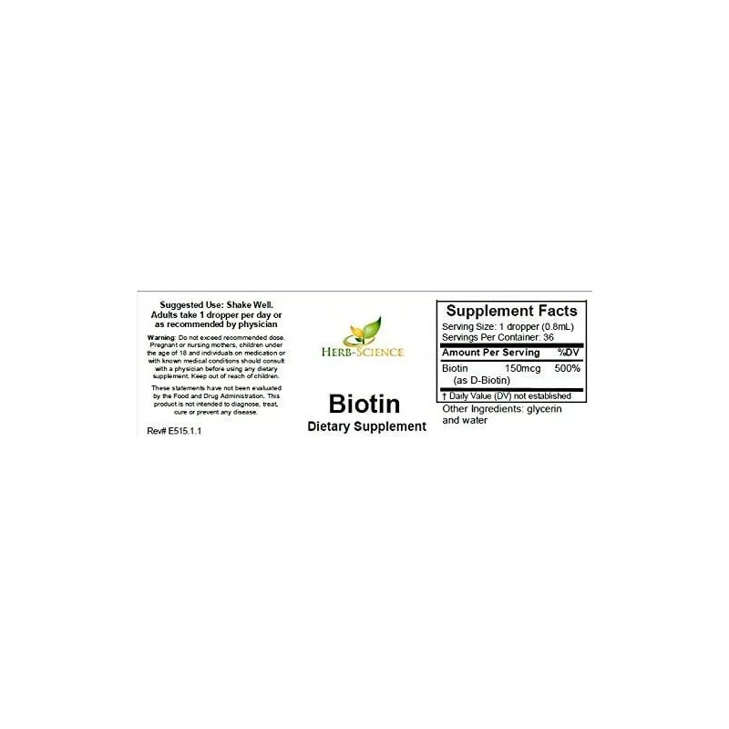 Herb-Science - Liquid Vitamin B7 Biotin Alcohol-Free, High Potency for