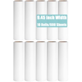 Large Lint Roller Refills 9.45 inch Pet Hair Sticky Roller Refills for 9.4 inch to 9.5 inch Wide Floor Lint Rollers, Bulk Pack of 10 Rolls Extra Sticky 600 Sheets Total