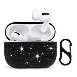 HIDAHE for Airpods Pro Accessories, Bling Glitter for AirPods Pro Case Cute for Girls Kids Protective Case for AirPods Pro Charging Case,Black