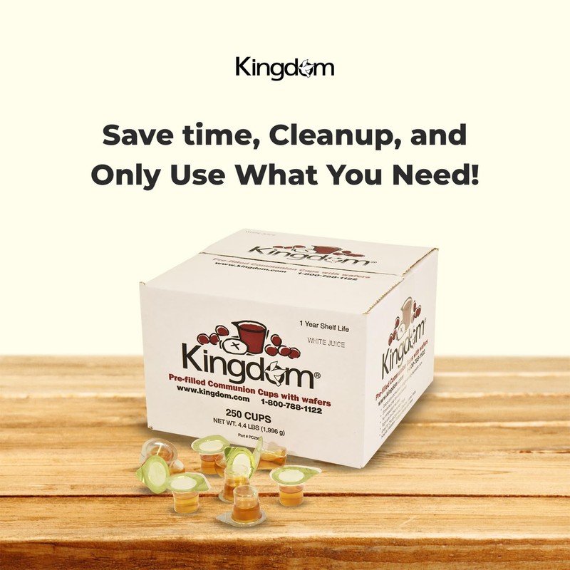 Kingdom Prefilled Communion Cup with Wafers(250ct-white juice) Sealed in a
