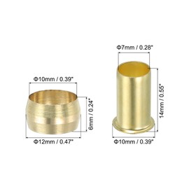 PATIKIL 10mm Tube ID Compression Assortment Kit, 25 Set Brass Compression Sleeve Ferrule & Insert for Water Oil Pipe