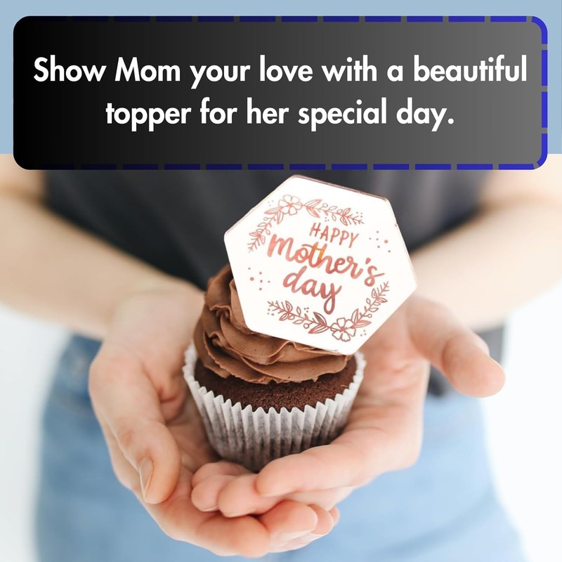 6x Mother's Day Acrylic Cupcake Toppers - Rose Gold Acrylic
