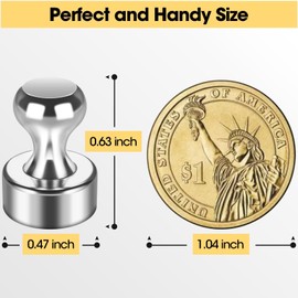 Grtard 12 Pack Magnetic Push Pins Fridge Magnets Whiteboard Magnets, Small Neodymium Magnets Push Pin Magnets for Whiteboard, Fridge, Map Magnets Refrigerator Magnets for Office, School, Locker