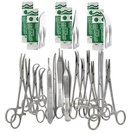 A2Z Scilab Multipurpose Set of 44 Pcs Scissors, Hemostats, Forceps, Scalpel Handle, Needle Holder, Blades an All in One Kit Suitable for Training Veterinary Students, Taxidermy, DIY Crafts and Hobby