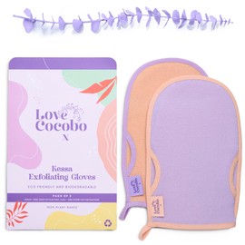 Love Cocobo | Exfoliating Glove | Eco PLASTIC FREE Body Scrub Mitt | Dead Skin Exfoliator | Tan Remover | Shower Body Exfoliator Mitts | Targets Keratosis Pilaris Ingrown Hair | Kessa Gloves | 2Pcs