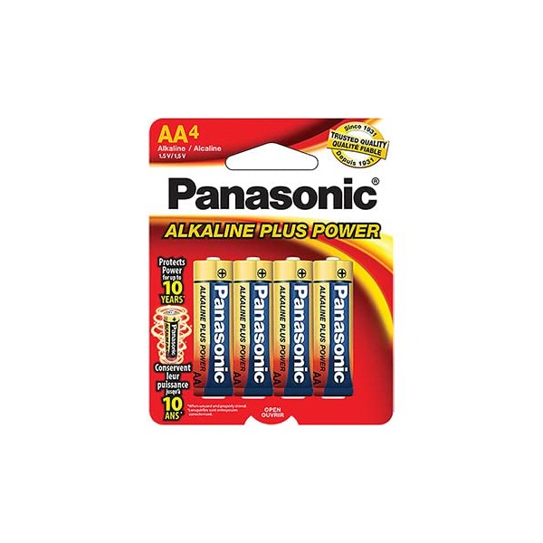 Panasonic Alkaline Plus Power AA Batteries (4-Pack)