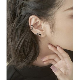 Aimimier Gothic Punk Black Dragon Ear Cuff Tiny Devil Non-Piercing Cartilage Earrings Boho Hoop Ear Cuff for Women