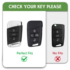 WORCAS for Volkswagen Key Fob Cover,TPU Smart Cover Key Case Compatible with Volkswagen Atlas Jetta Arteon Tiguan Taos 3/4/5 Buttons Keyless Entry Remote Key(Gold-Green)