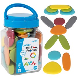 edxeducation - 13229 Rainbow Pebbles - Junior - Earth Colors - Mini Jar - Ages 18M+ - Sorting and Stacking Stones - Early Math Manipulative for Children - First Counting and Construction Toy