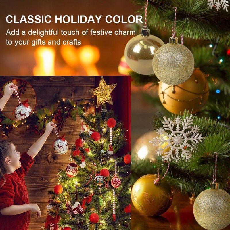 UCLEVER 200Pcs Christmas Tree Ornaments Hanger Strings with Snap Lock,