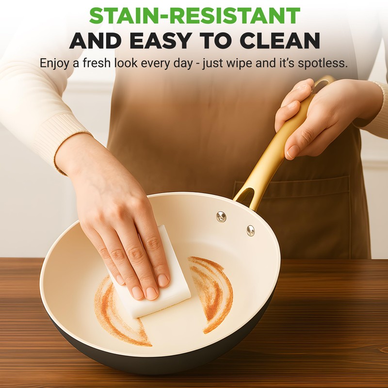 NutriChef 12 Inch Large Ceramic Coated Frying Pan - Non