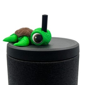 Sip Sidekicks - Articulating 3D Printed Animal Figurines – Pocket-Sized Drinkware Collectibles – Adorable 3D Printed Straw Buddy for Tumbler Cups | Collectible Cup Charm:_Sea Turtle