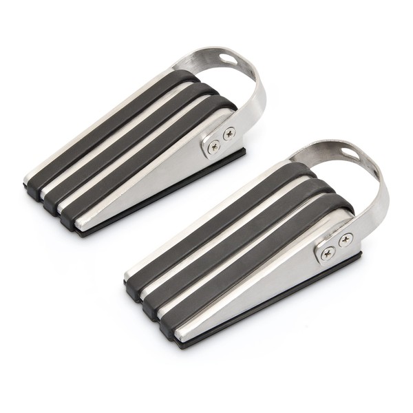 Stainless Steel Doorstops Wedge-Shaped Set Of 2 Rubberised