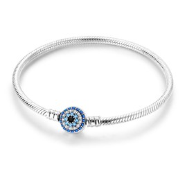 Hapour 925 Sterling Silver Charms Bracelet for Women Guardian Eye Snake Chain Charm Bracelet with Shining 5A Cubic Zirconia