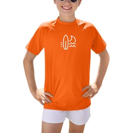 BesserBay Boys' UV Rash Guard Short-Sleeved Swimming Shirt UPF 50+ Children 110-160, orange