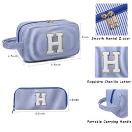 Avgiedy - Bolsa de maquillaje, 2 piezas, bonita bolsa de cosméticos, personalizable con inicial, de gran capacidad, organizador de bolsas de maquillaje para madre, esposa, amigos, cumpleaños, regalos