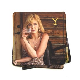 Yellowstone (Set of 8) Cork-Back Rigid Drink Coasters, Featuring Show Characters and Quotes, Television Series, Beth Dutton, Rip Wheeler, and More