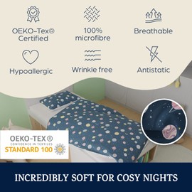 sleepwise children's bed linen 100x135 | OEKO-Tex certified 2-part. Baby bedding set for children with pillowcase 40x60 cm | extra soft microfiber baby kids bedding with zipper | planets