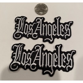 Unbranded 2- VINTAGE IRON ON EMBROIDERED LOS ANGELES  PATCH.  (White)  4"x 2” Beautiful!