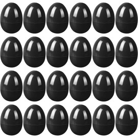kymqlyw 24 Pcs Easter Eggs Plastic Fillable Easter Eggs Bulk Empty Blank for Easter Basket Stuffers Fillers Easter Theme Party Favor Easter Hunt Stuffers Classroom Prize (Black)