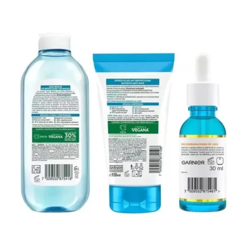 Kit Garnier rutina express aclara anti-imperfecciones ácido salicílico