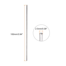 Rebower 304 Stainless Steel Solid Round Bar [for Punches, Various Waves, DIY Crafts, Model Plane, Model Ship, Model Cars] - 2.5 mm x 100 mm / Silver Tone / Pack of 2