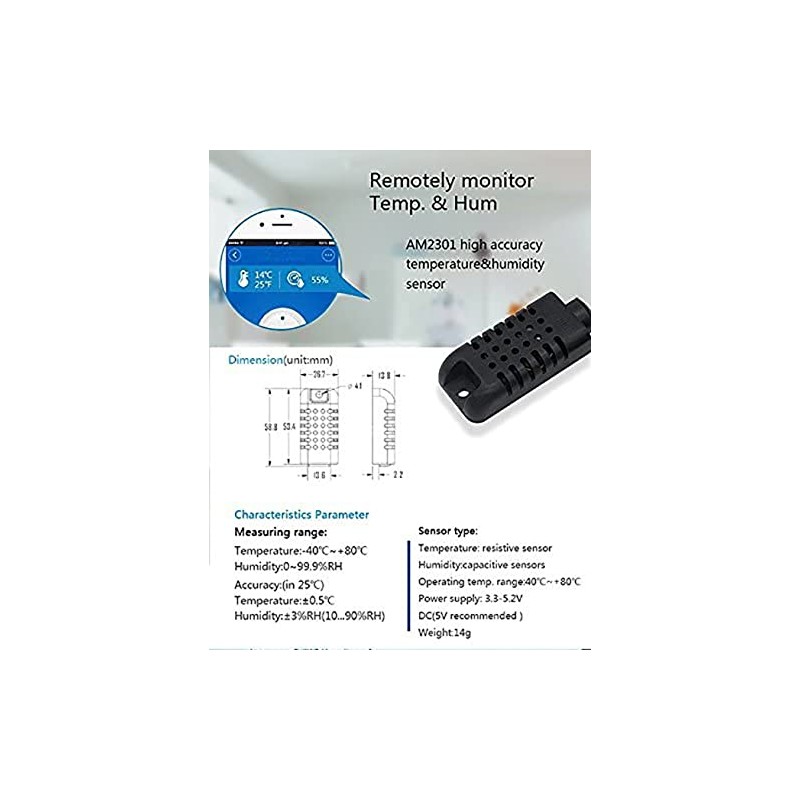 Aihasd AM2301 Temperature and Humidity Sensor for TH10/TH16