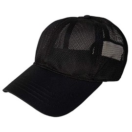 Laquest Large Size All Mesh Baseball Cap, Unisex, Black