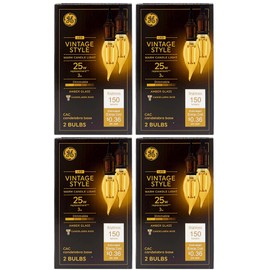GE (8 Bulbs) Lighting Vintage LED Chandelier Light, Cendlabra Base, 3 watt, 150 Lumen, Dimmable, Warm Candle Light Glow, Amber Glass