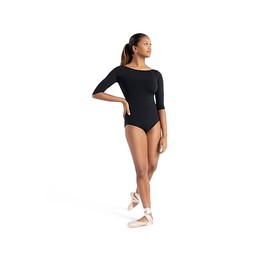 Capezio Boatneck 3/4 Sleeve Leotard, Black, X-Small