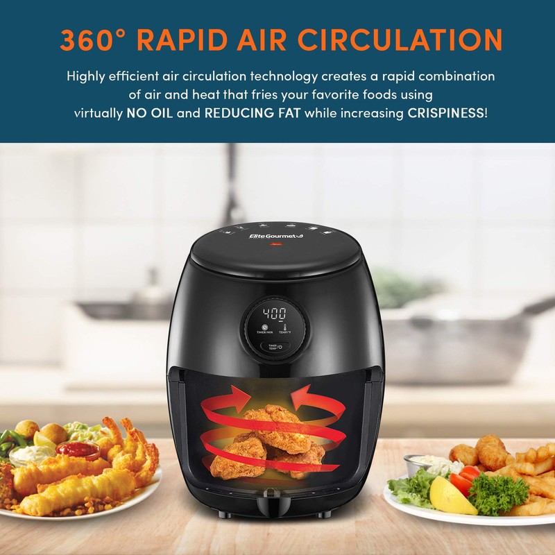 Elite Gourmet EAF-2612DX Personal 2.1Qt Compact Space Saving Programmable Hot