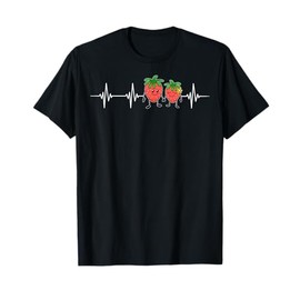 Strawberry Hearbeat Fruit Lover Fruitarian Strawberries Farm T-Shirt